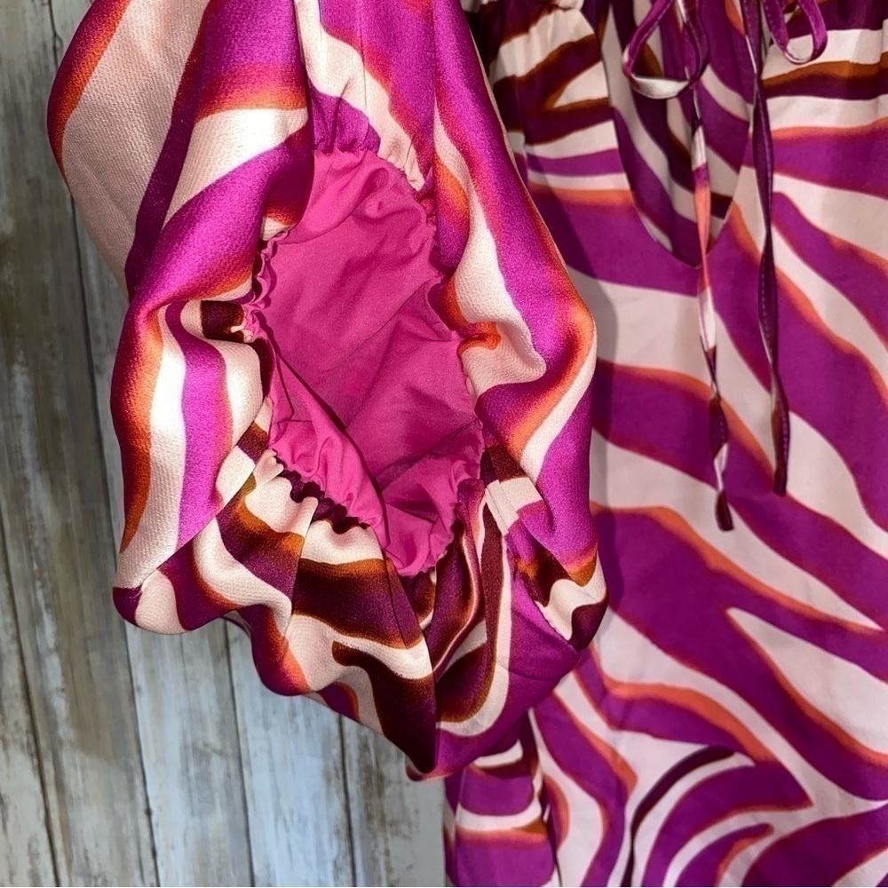 Bibi Vibrant Pink Zebra Print Women's Top M - Picture 5 of 7